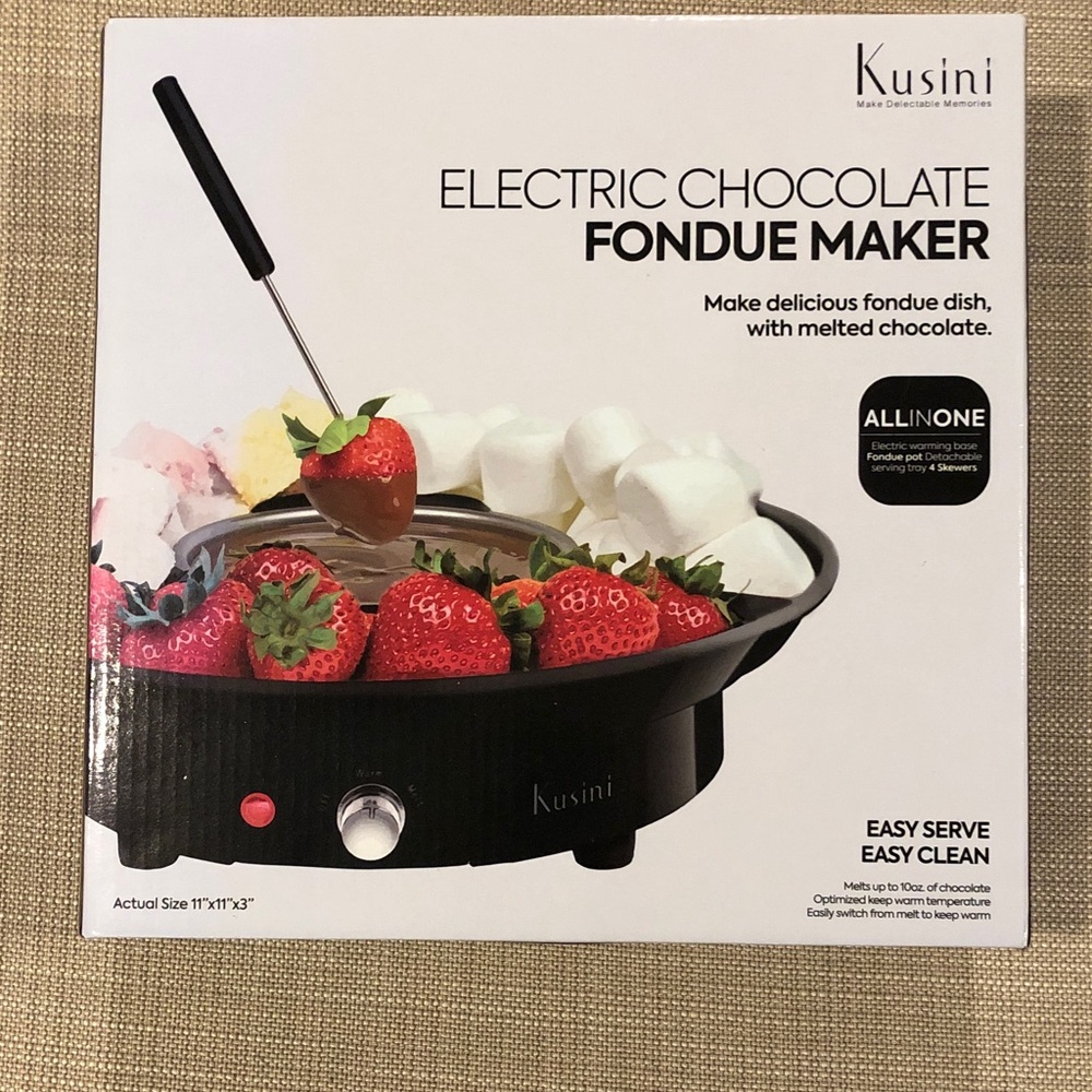 Kusini Electric Fondue Pot Set - Chocolate Fondue Kit - Temperature Control, NIB